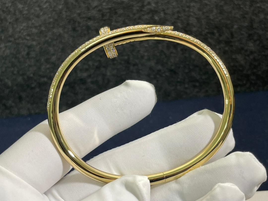 18kt yellow gold Juste un clou nail bracelet pave diamonds